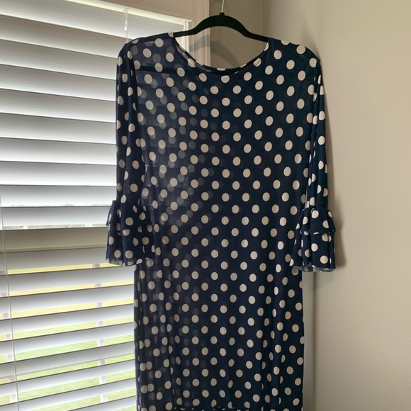Dresses & Skirts - Navy with white polka dot midi dress!